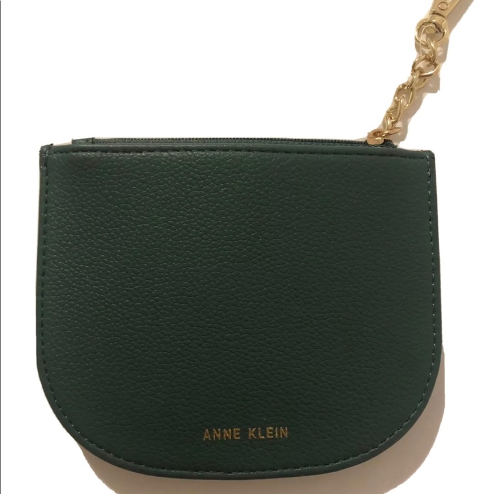 Anne Klein Green Curved Faux Leather Coin Purse - NWT
